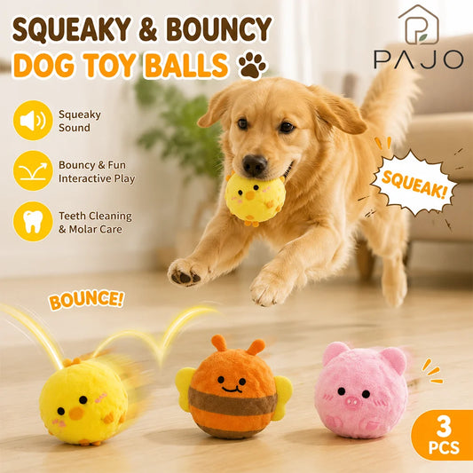Interactive Squeaky Plush Dog Toy