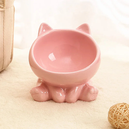 Ceramic Cat Food Bowl Neck Guard Oblique Mouth Pet Bowl