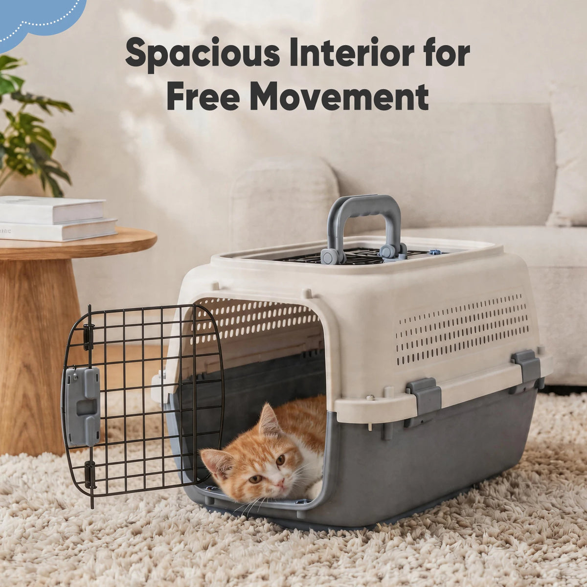 JHK 23Inch Pet Carrier for Small Dogs Cats Front & Top Load Wire Door Food Bowl Travel Crate with Enhanced Security Latches
