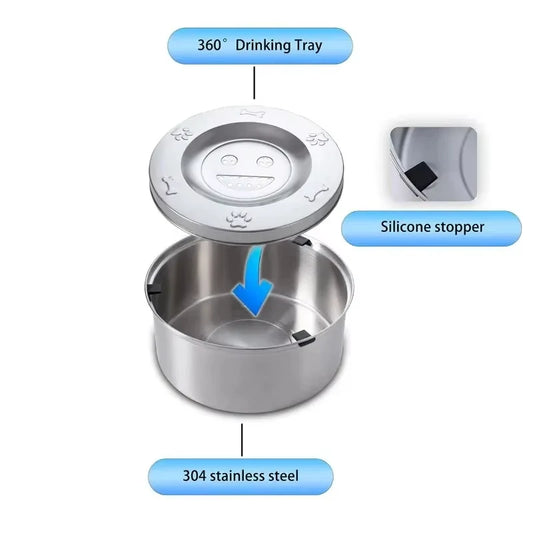 Big Capacity Stainless Steel Dog Floating Bowl/No Spill Anti-Splash Dog Water Dispenser