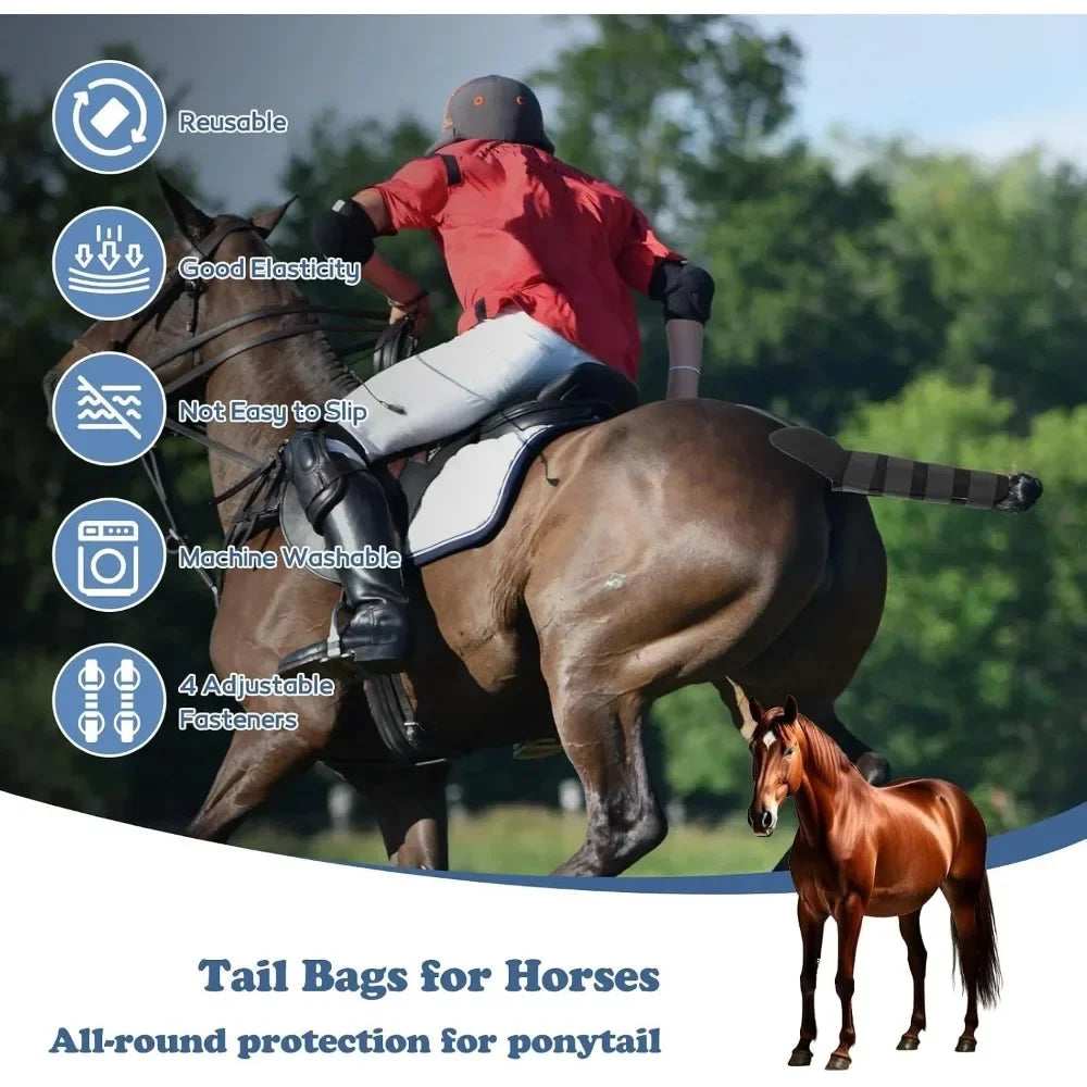 Adjustable Tail Guard with Magic Straps, Anti Rubbing Sleeve for Equestrian Riding Training