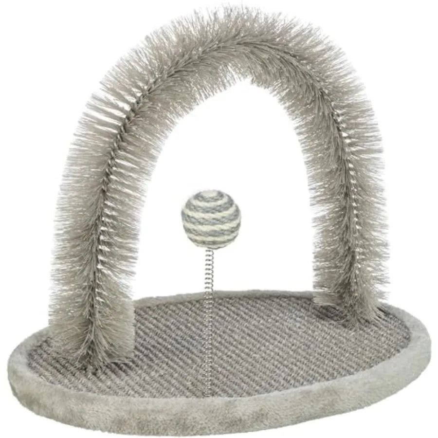 Self-Grooming Cat Plate with Brush Scratcher That Helps Reduce Shedding and Supports Healthy Skin and Coat