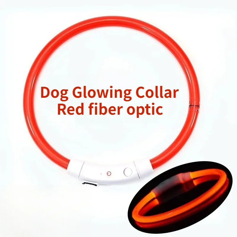Rechargeable Fiber Optic Night Glow Dog Collar for Enhanced Visability