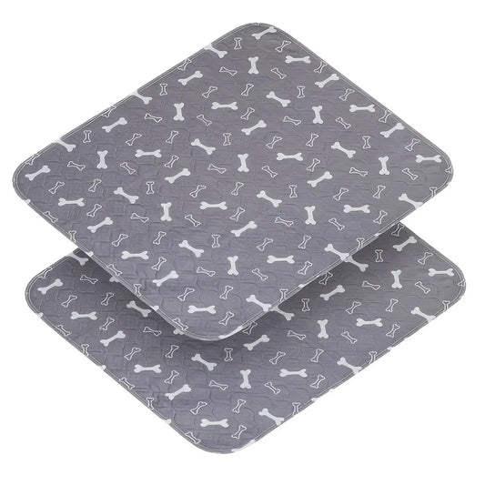 Washable Dog Pee Pads, 2 Pieces 18inchx24inch / 34inch X 36inch Reusable Puppy Pee Pads, Absorbent Pee Pads with Bone Print, Non-Slip Waterproof Pet Training Pads, Suitable for Sofas, Hardwood Floors