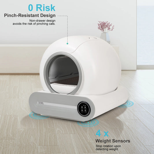 Automatic Smart Litter Box, Self-Cleaning, 65L Large Capacity, APP Control, 2.4G WiFi Only, Ion Odor Neutralization, Compatible with Clumping Litters and Ideal for Multi-Cat Homes - Whiskersnwigglesshop