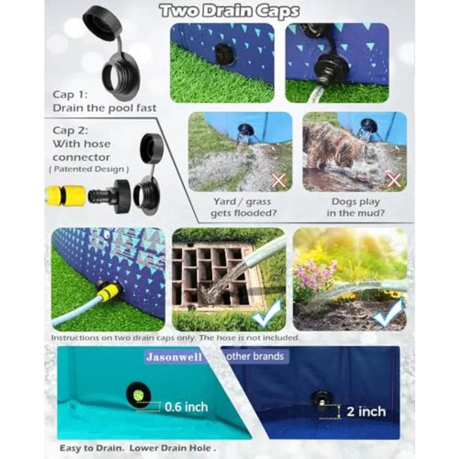 Collapsible Dog Pool - Hard Plastic Paddling Swimming Pool for Backyard