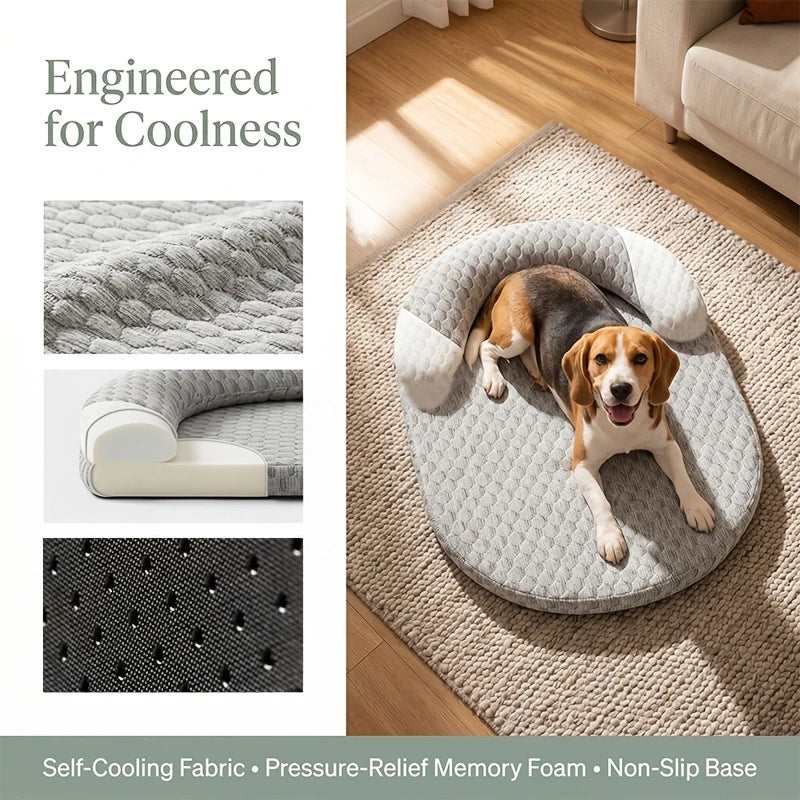 Summer Ice Silk Cooling Dog Bed Oval Breathable Heat Dissipation Pet Mat Nest Cooling Pad