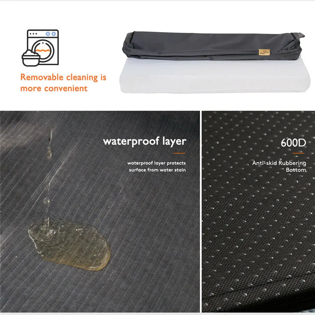 Jumbo Orthopedic Dog Bed Memory Foam Base Crate Mattress Cushion with Washable Cover Waterproof