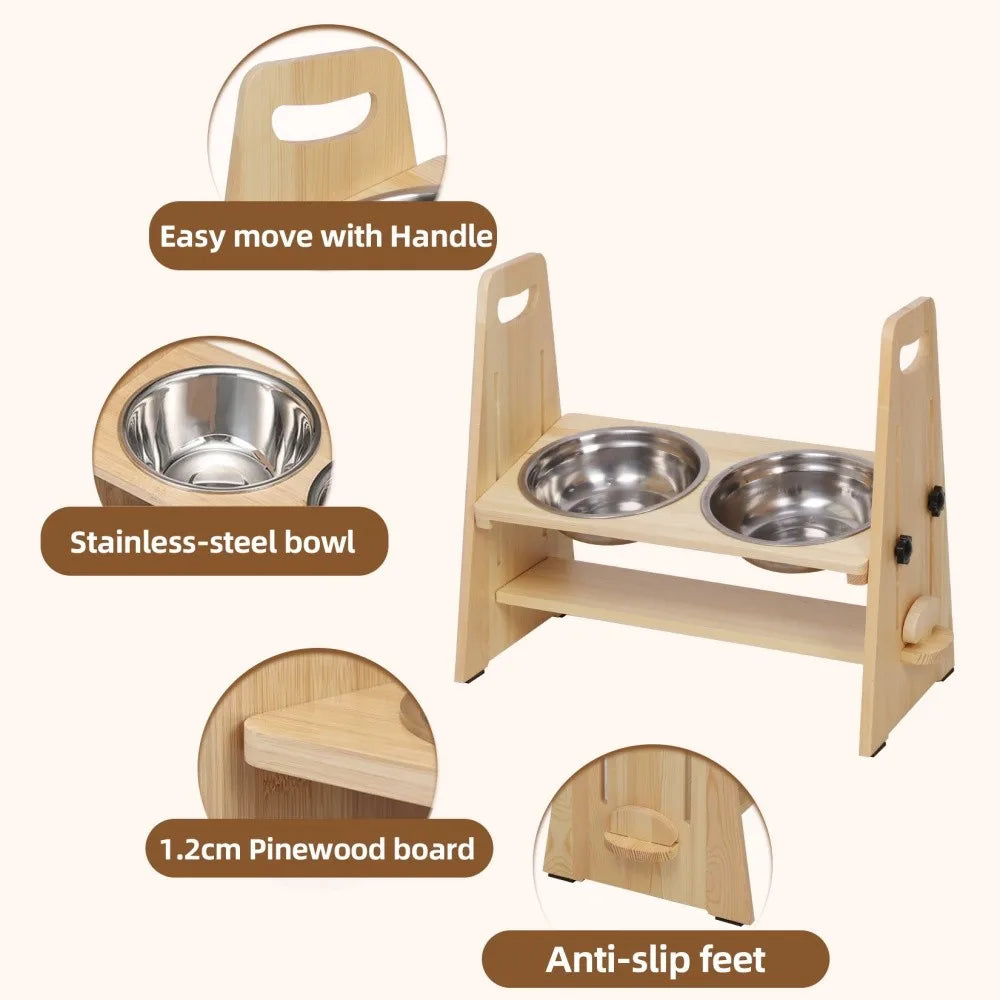 Adjustable Raised Feeder Stand/Feeder Station for Large Medium Small Pets