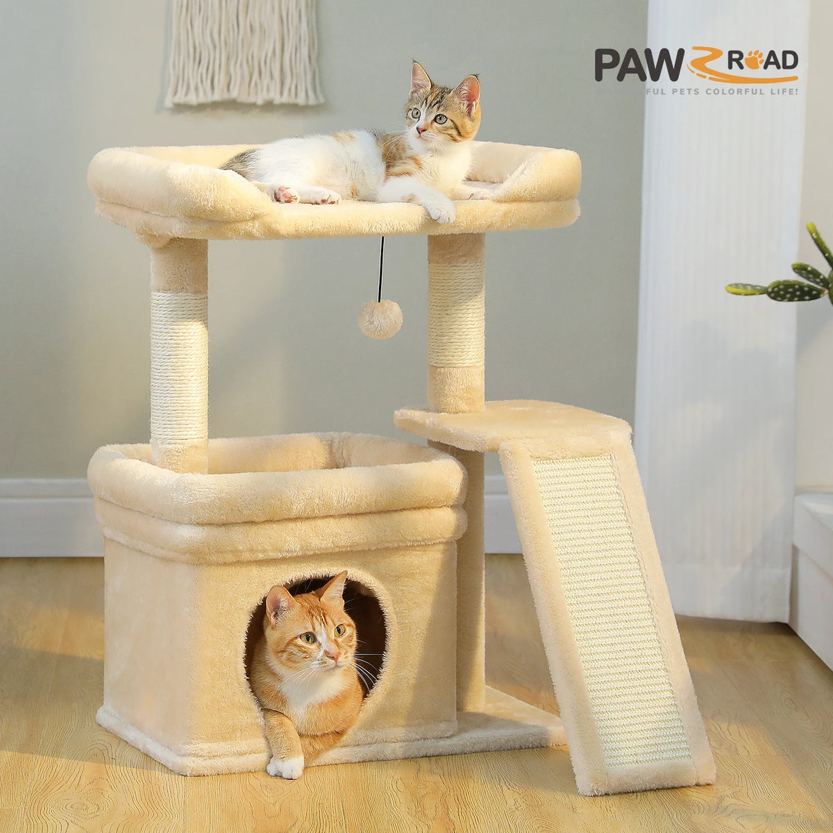 Small Cat Tree Tower with Sisal Scratching Post and Pad for Indoor Cat