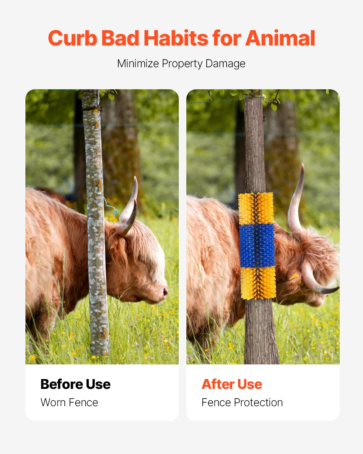 VEVOR Livestock Scratching Brush for Back Itch Relief & Grooming for Horse/Cattle - Whiskersnwigglesshop