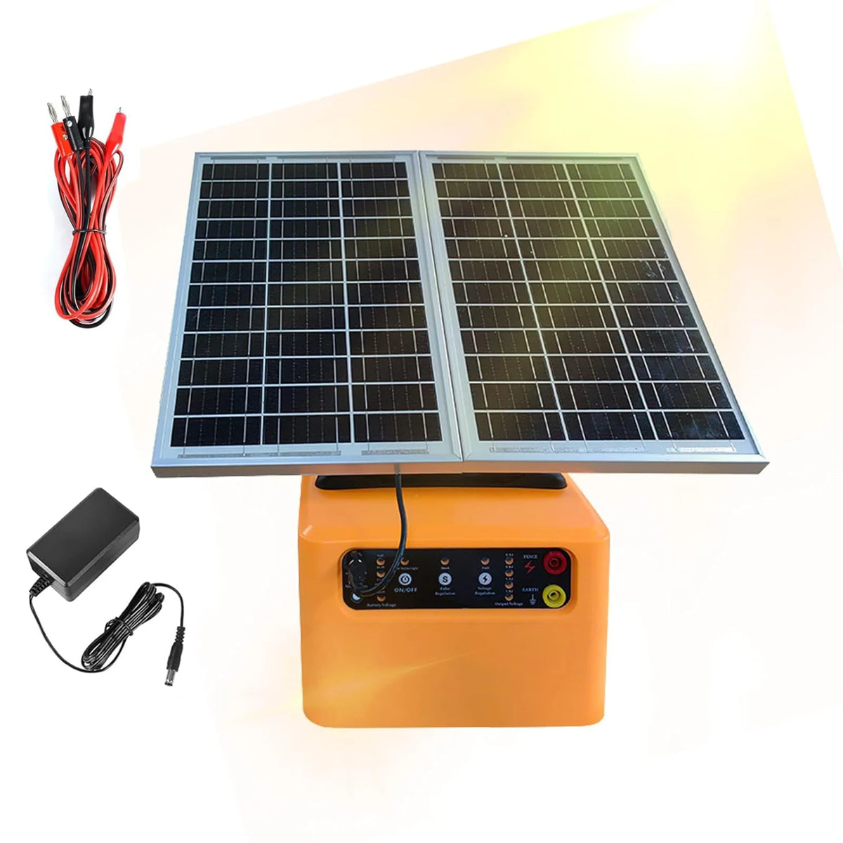 Solar Electric Fence Charger 4 Gear 6/8/10/12KV Adjustable 1.5 J for Farm Livestock - Whiskersnwigglesshop