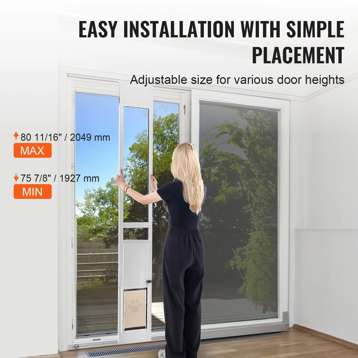 SucceBuy Dog Door Sliding Glass Door Adjustable Height Doggy Pet Door