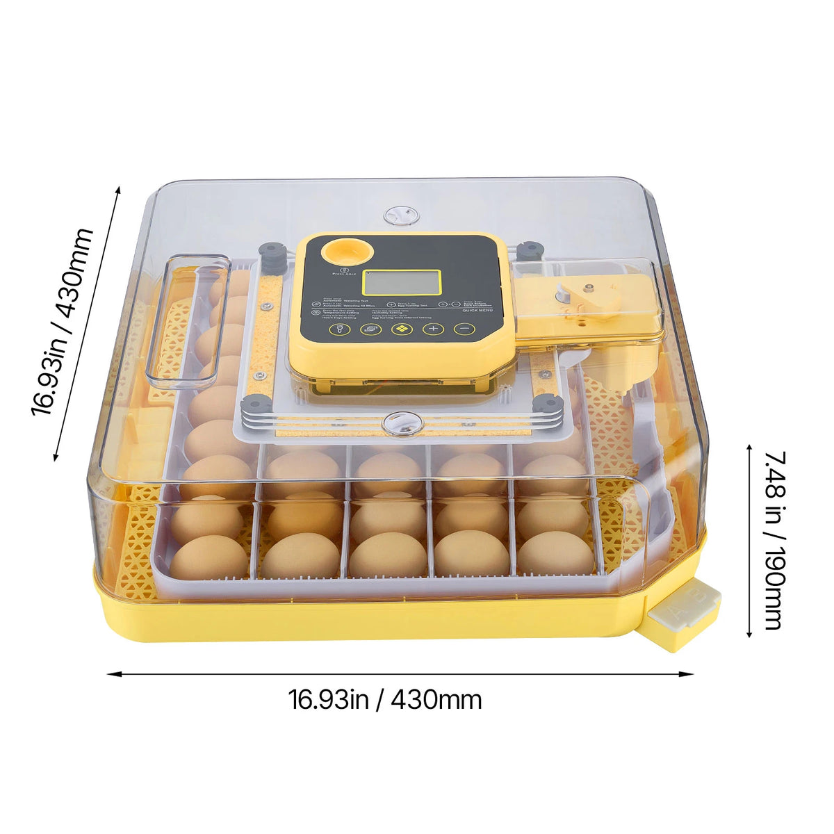 SucceBuy Egg Incubator with LED Candler Temperature Display Auto Humidity Control 360° View Clear Window Poultry Eggs Incubator