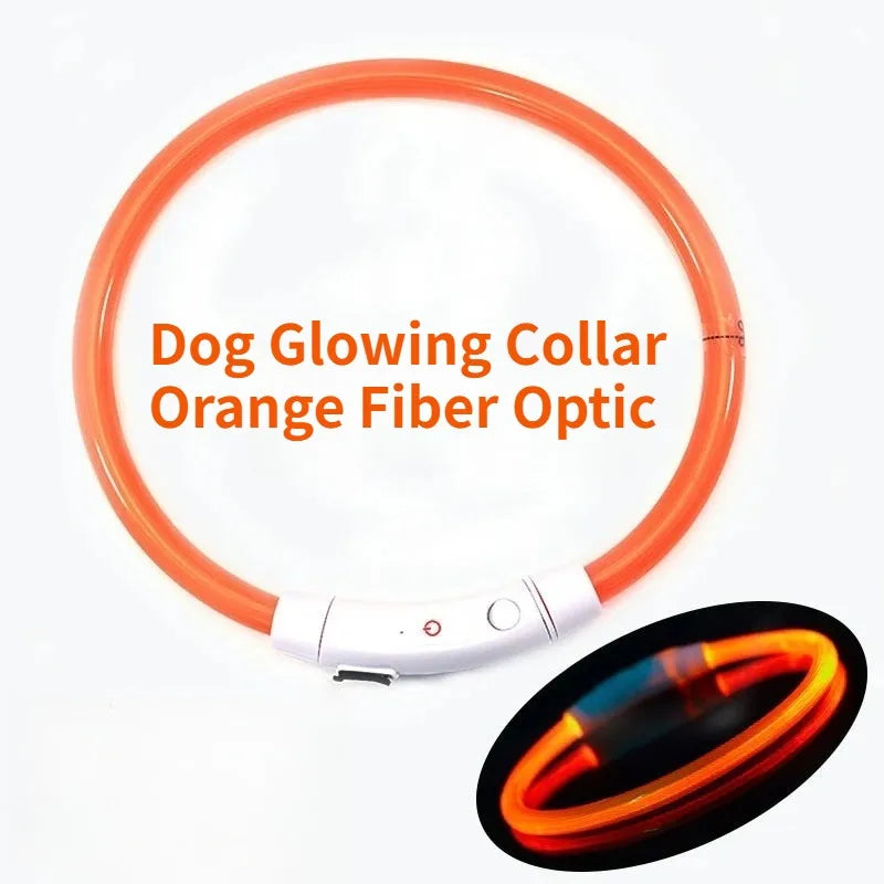 Rechargeable Fiber Optic Night Glow Dog Collar for Enhanced Visability