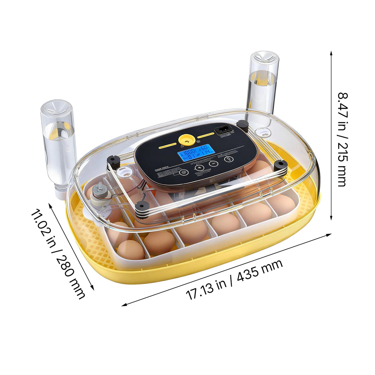 SucceBuy Egg Incubator with LED Candler Temperature Display Auto Humidity Control 360° View Clear Window Poultry Eggs Incubator