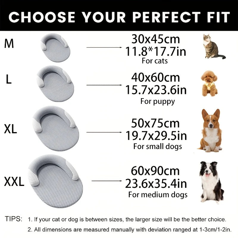 Summer Ice Silk Cooling Dog Bed Oval Breathable Heat Dissipation Pet Mat Nest Cooling Pad