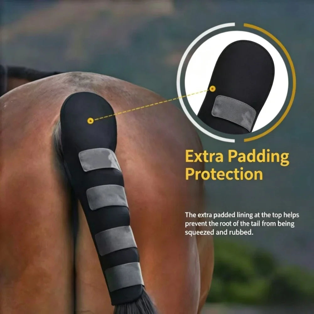 Adjustable Tail Guard with Magic Straps, Anti Rubbing Sleeve for Equestrian Riding Training