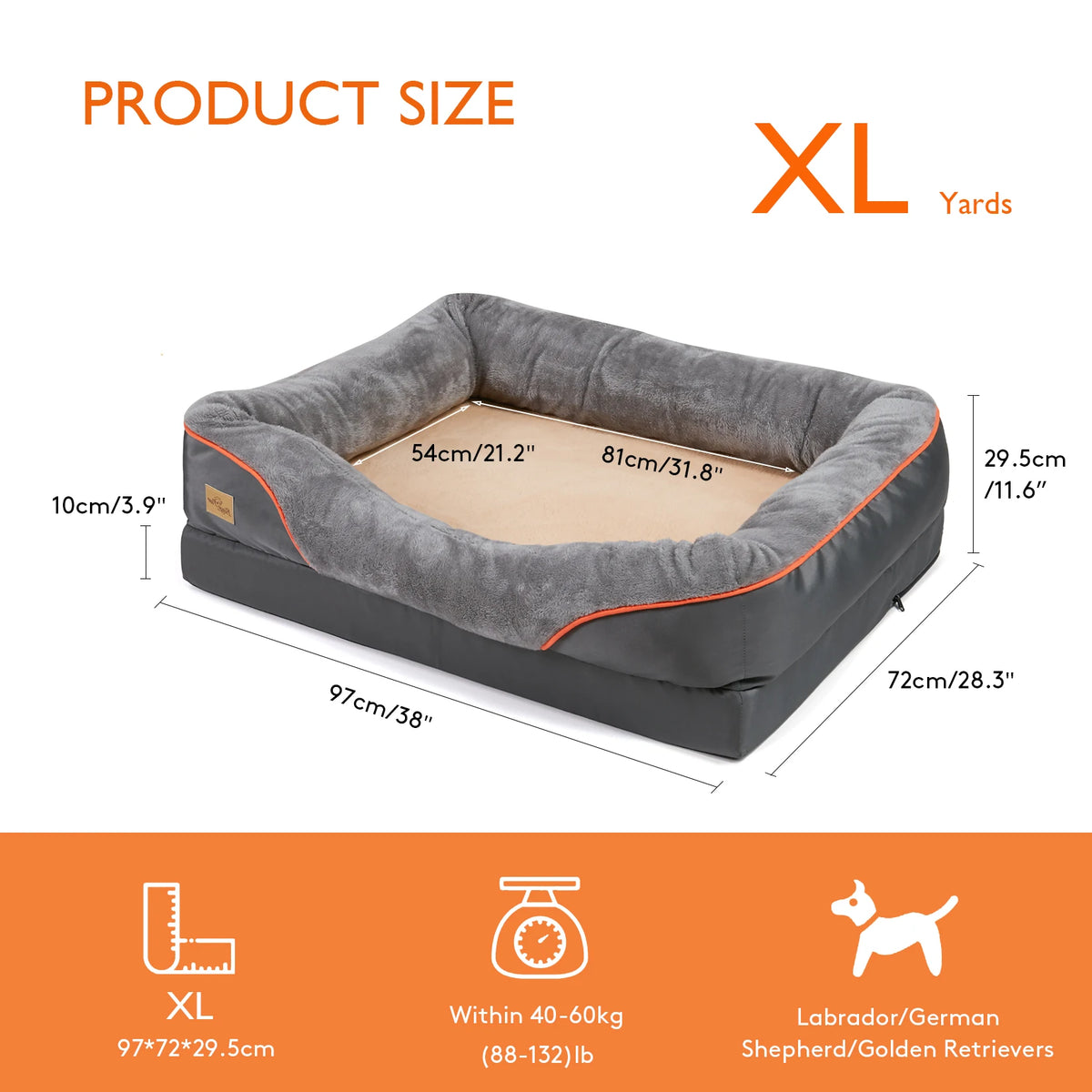 Large Soft Comfortable Dog Bed With Removable Warm Fleece and Washable Cover