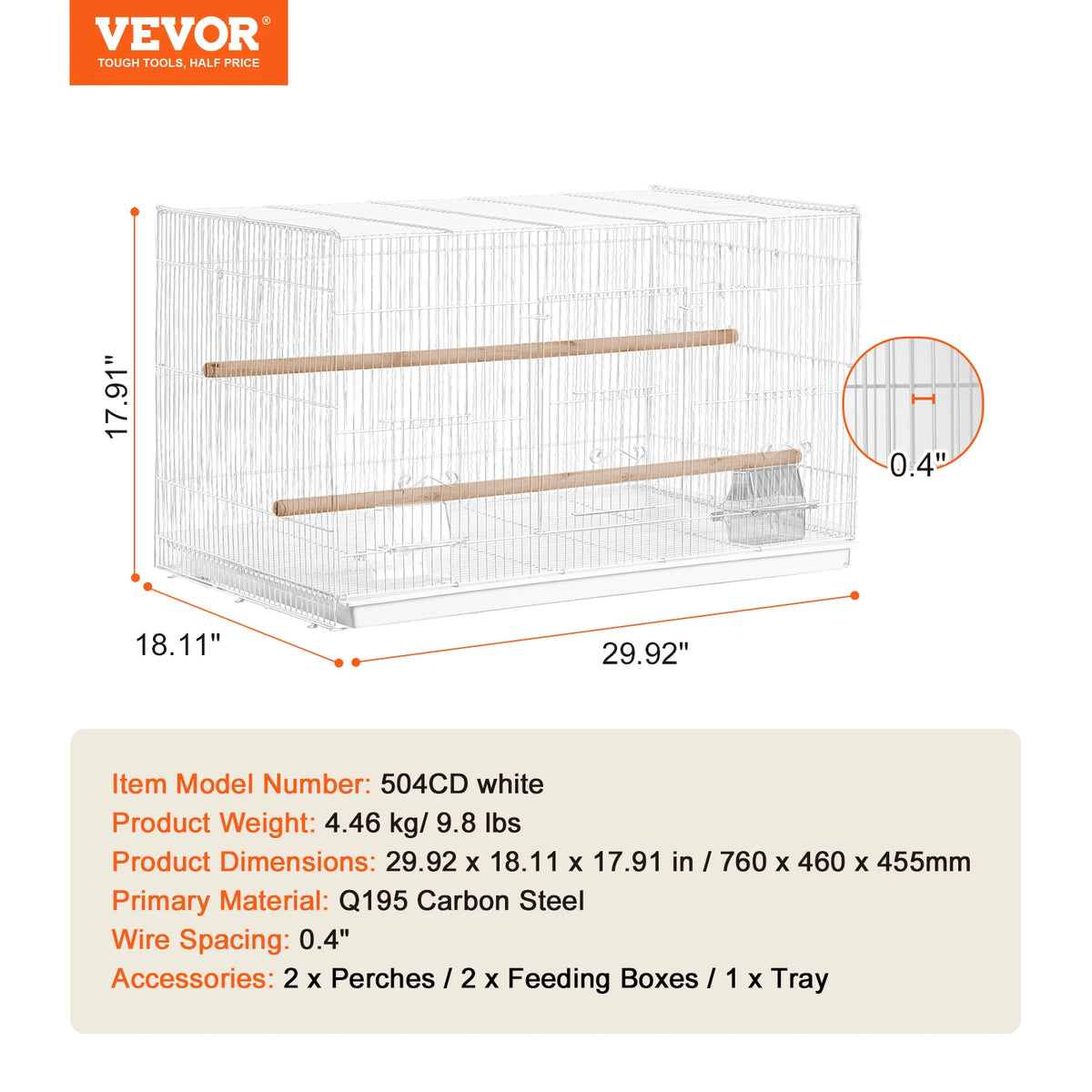 VEVOR 30-Inch Flight Bird Cage - Whiskersnwigglesshop