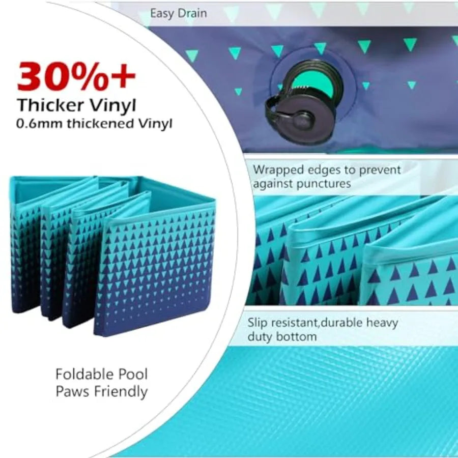 Collapsible Dog Pool - Hard Plastic Paddling Swimming Pool for Backyard