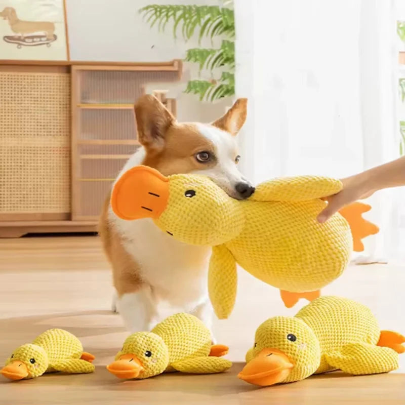 Yellow Duck Plush Dog Toy