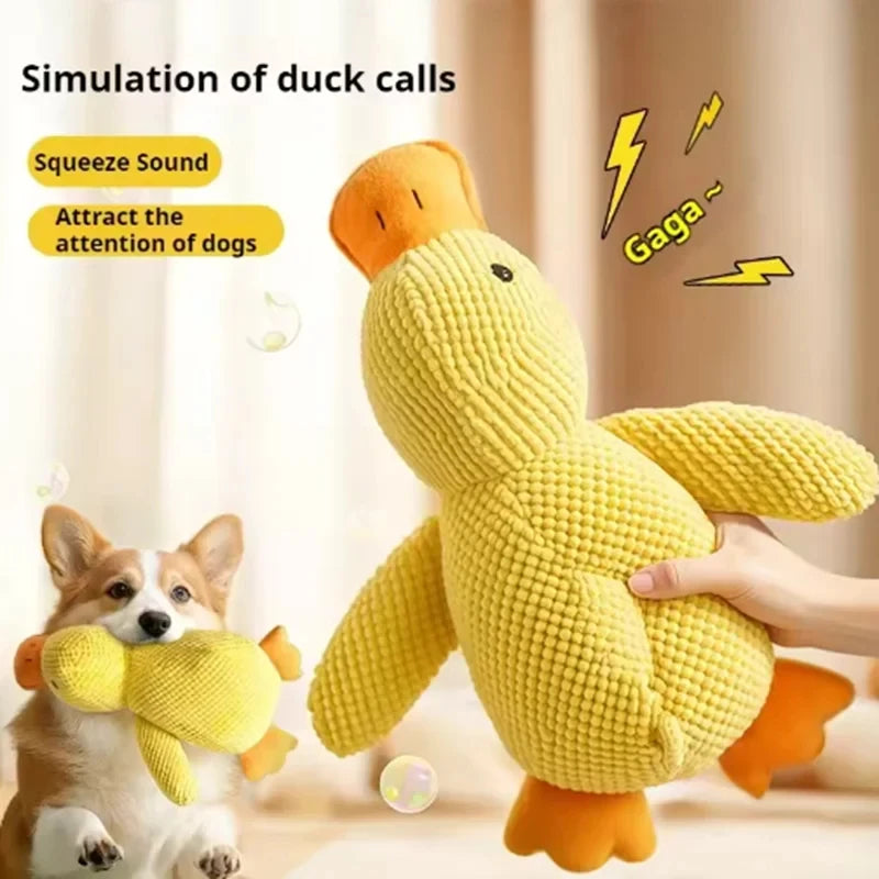 Yellow Duck Plush Dog Toy