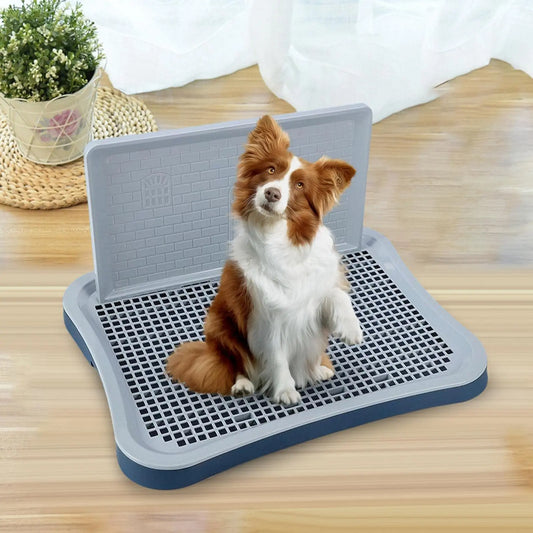 Indoor Potty Tray With Wall Column & Removable Mesh Pad Holder