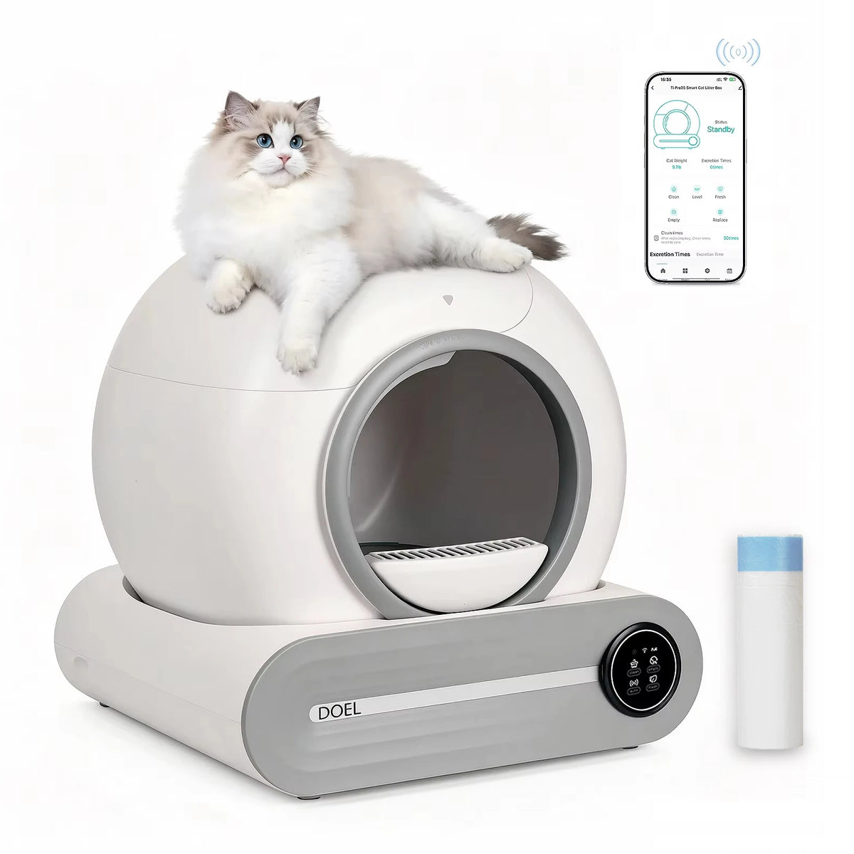 Automatic Smart Litter Box, Self-Cleaning, 65L Large Capacity, APP Control, 2.4G WiFi Only, Ion Odor Neutralization, Compatible with Clumping Litters and Ideal for Multi-Cat Homes - Whiskersnwigglesshop