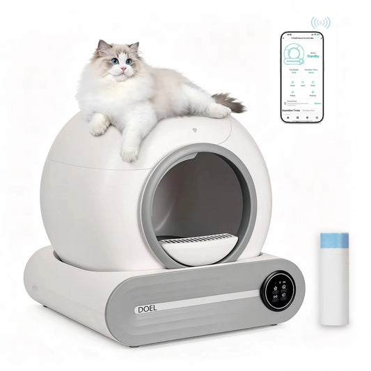 Automatic Smart Litter Box, Self-Cleaning, 65L Large Capacity, APP Control, 2.4G WiFi Only, Ion Odor Neutralization, Compatible with Clumping Litters and Ideal for Multi-Cat Homes - Whiskersnwigglesshop