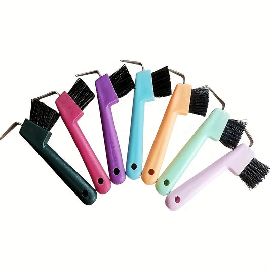 1pc Anti-Slip Soft Grip Hoof Pick Rubber With Brush Plastic Horse Hoof Care