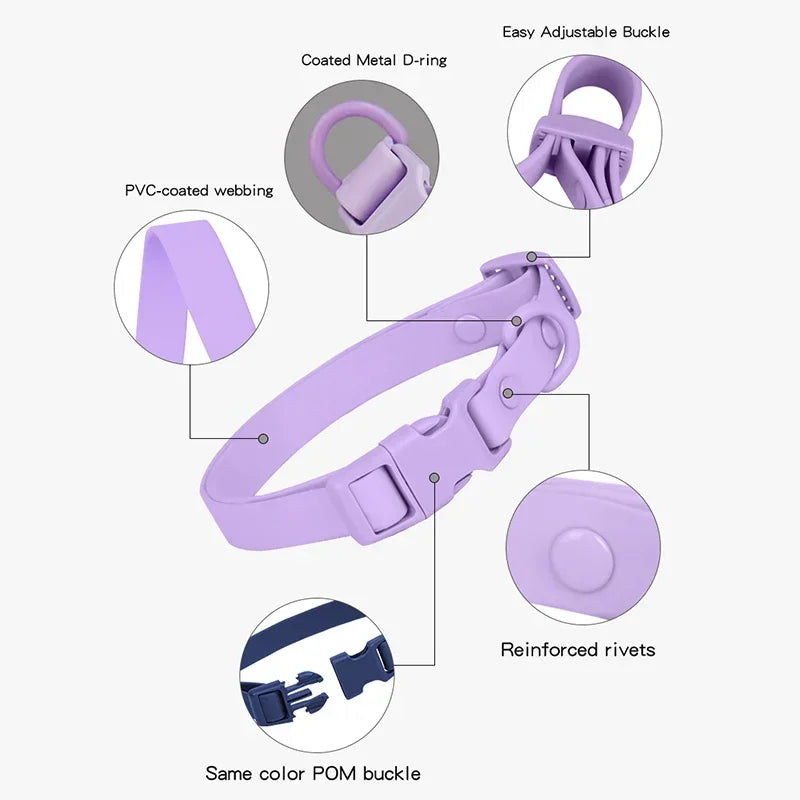 New Colored PVC Waterproof/Dirt Resistant Dog Collar & Leash