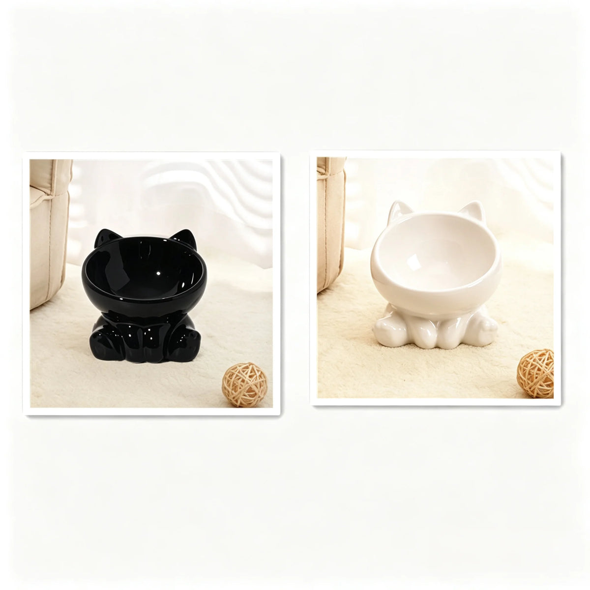 Ceramic Cat Food Bowl Neck Guard Oblique Mouth Pet Bowl