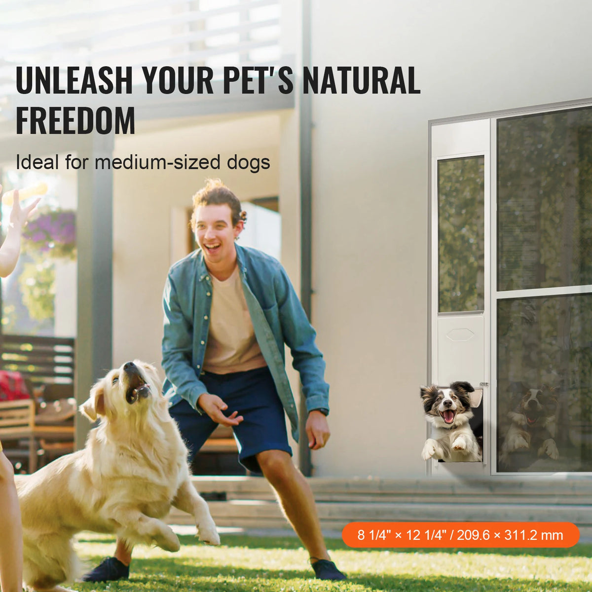 SucceBuy Dog Door Sliding Glass Door Adjustable Height Doggy Pet Door