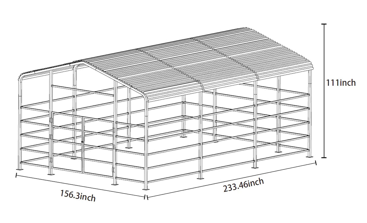 Spacious 13 X 13FT Heavy-duty Metal Livestock Shelter - Whiskersnwigglesshop