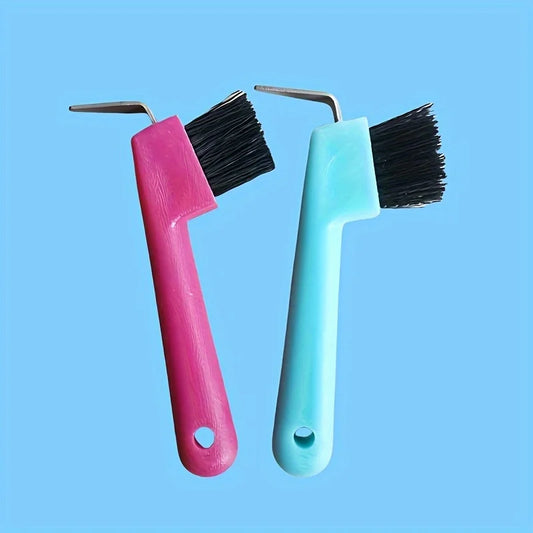 1pc Anti-Slip Soft Grip Hoof Pick Rubber With Brush Plastic Horse Hoof Care
