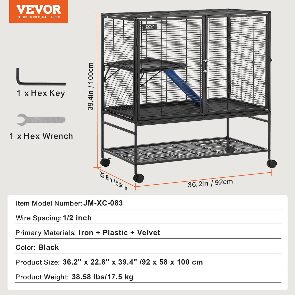SucceBuy 64.6" Large Rolling 4-Tier Critter Nation Small Animal Cage - Whiskersnwigglesshop