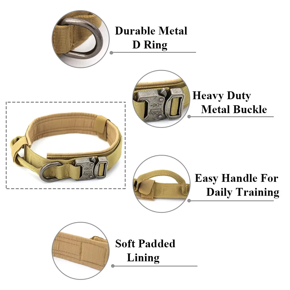 Adjustable Tactical Dog Training Collar And Leash Set with Control Handle Lead Collar