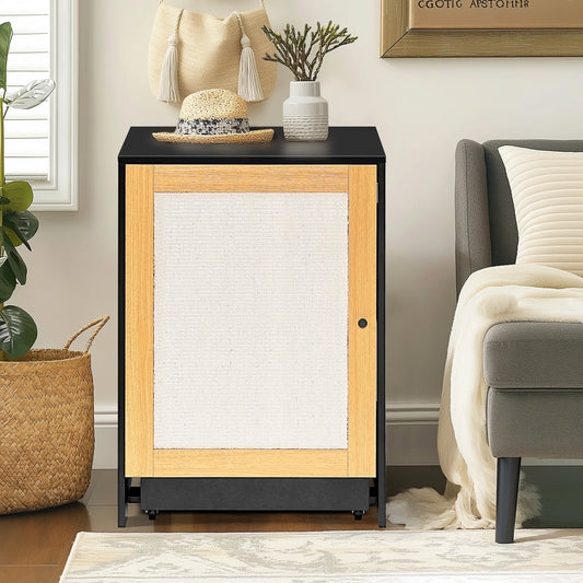 Black End Table with Cat Litter Box Enclosure with Sisal Scratching Door - Whiskersnwigglesshop