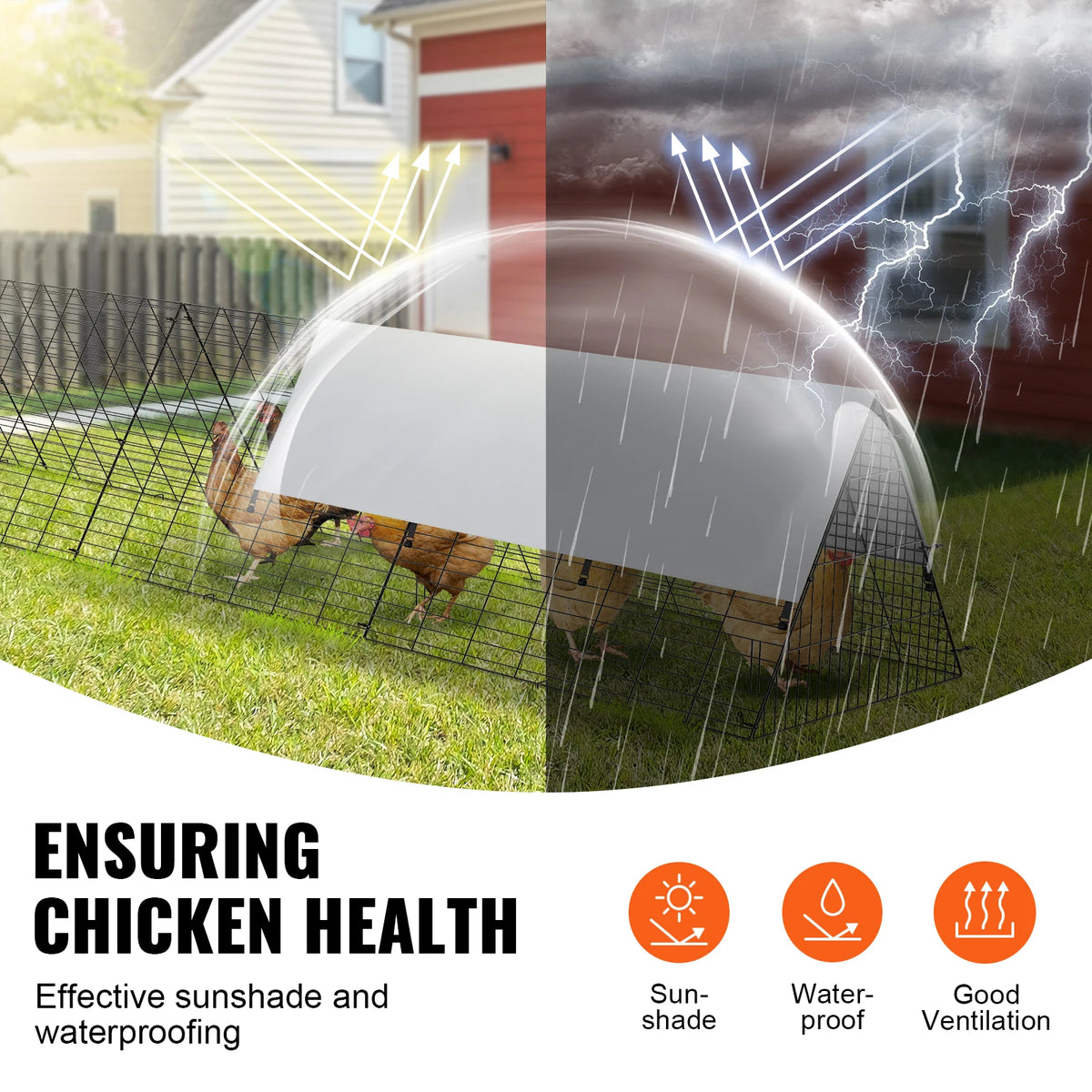 SucceBuy Portable Chicken Tunnels 157.5 x 39.4 x 24.2 in(LxWxH)