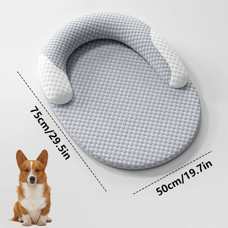 Summer Ice Silk Cooling Dog Bed Oval Breathable Heat Dissipation Pet Mat Nest Cooling Pad