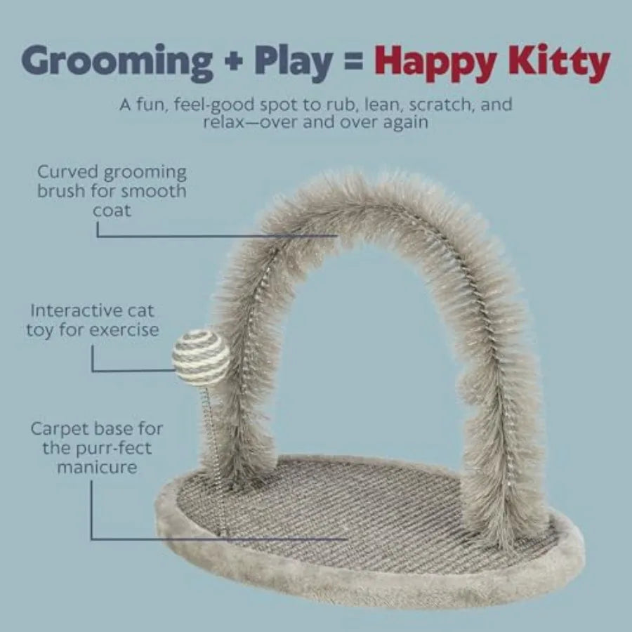 Self-Grooming Cat Plate with Brush Scratcher That Helps Reduce Shedding and Supports Healthy Skin and Coat
