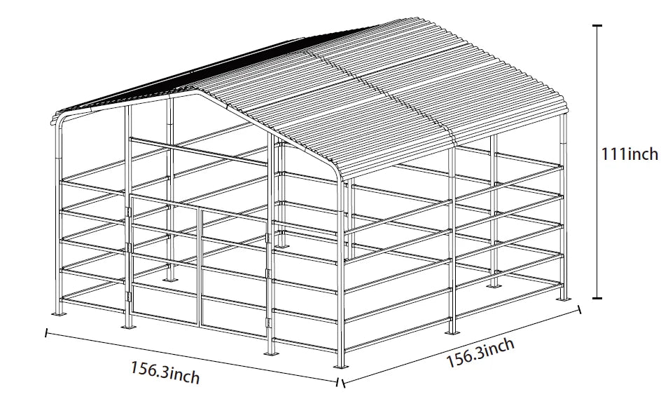 Spacious 13 X 13FT Heavy-duty Metal Livestock Shelter - Whiskersnwigglesshop