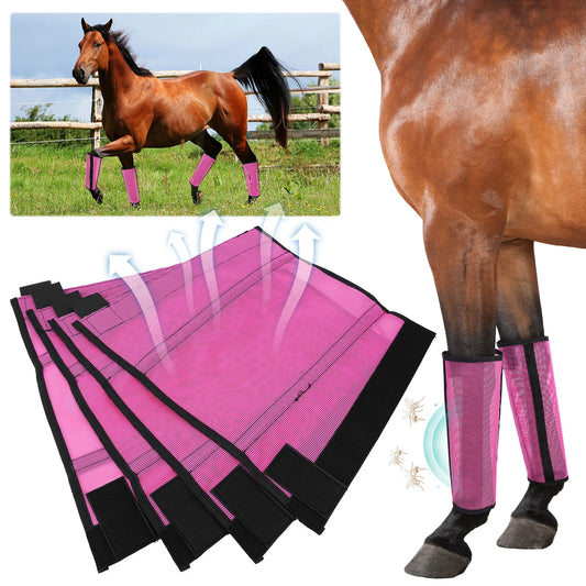 Set of 4 Horse Foot Protective Cover Breathable Mesh Horse Boots Mesh Fly Boots for Horse for Preventing Flies Mosquitoes Bite