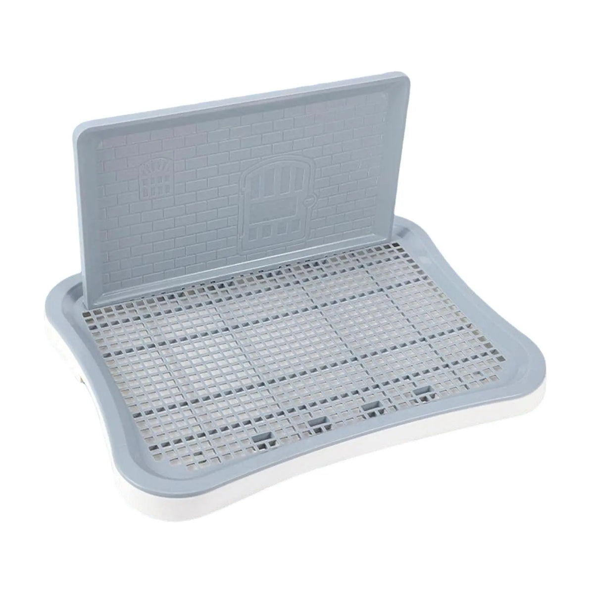 Indoor Potty Tray With Wall Column & Removable Mesh Pad Holder