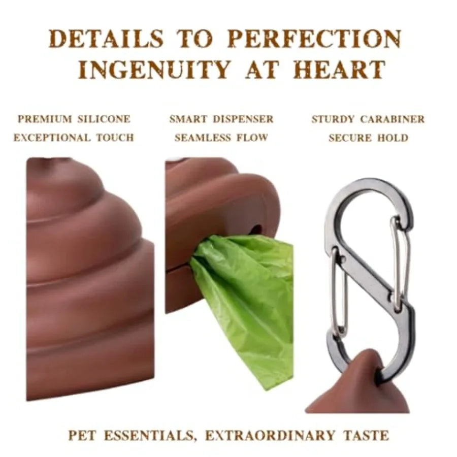 Cute Poop Shaped - Dog Poop Bag Dispenser for Dog Leash
