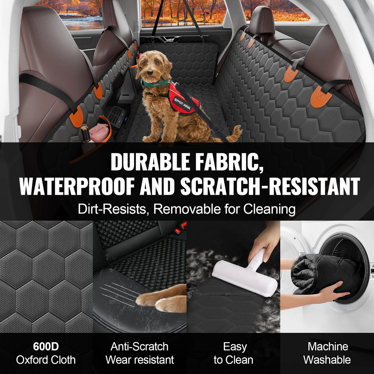 SucceBuy Back Seat Extender Car Seat Cover for Back Seat Bed with Mesh Window and Storage Pocket Supports up to 350lbs