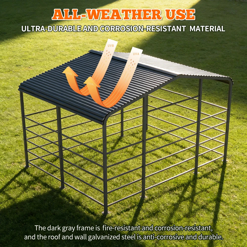 Spacious 13 X 13FT Heavy-duty Metal Livestock Shelter - Whiskersnwigglesshop