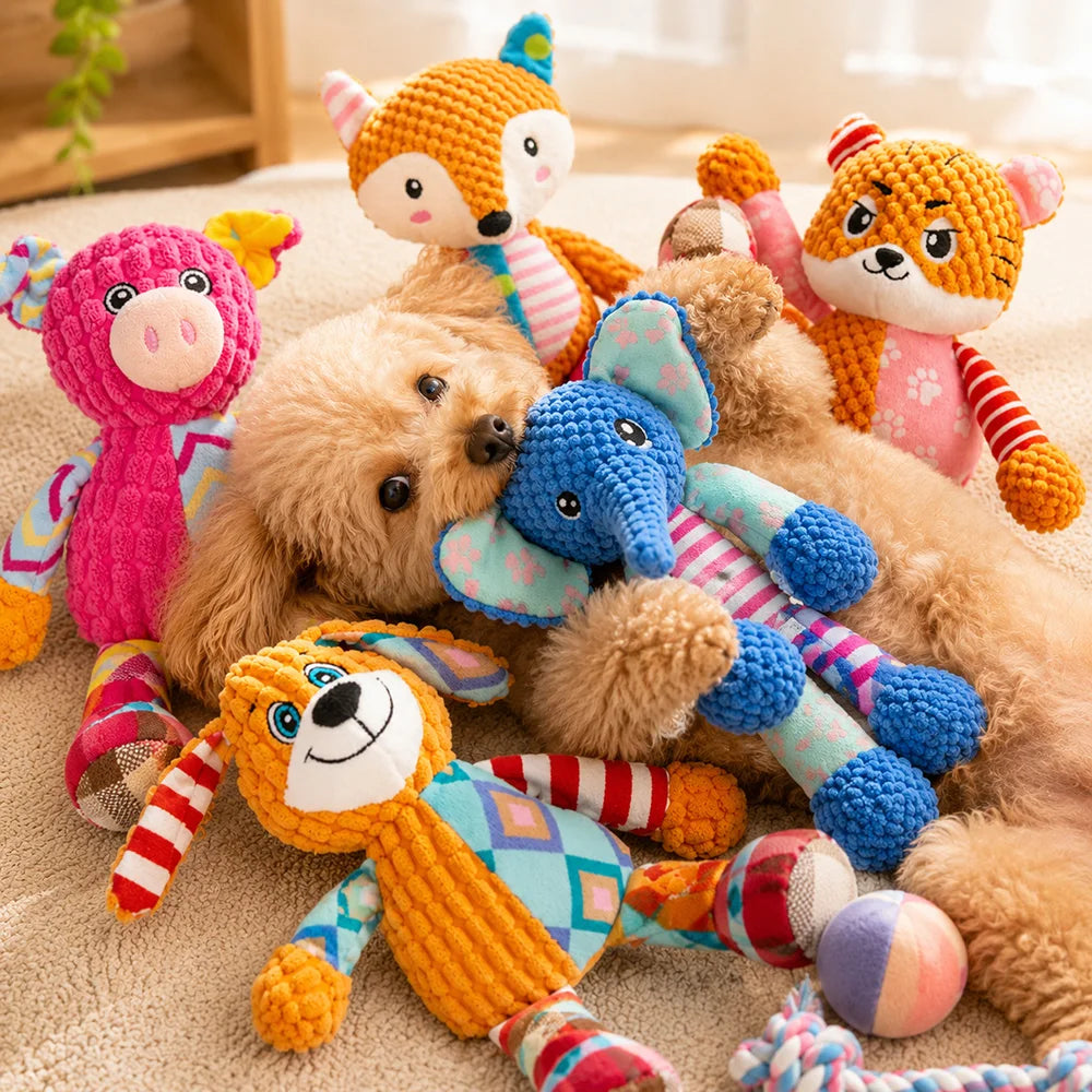 Pet Plush Toy with Squeaker for Dogs & Puppies