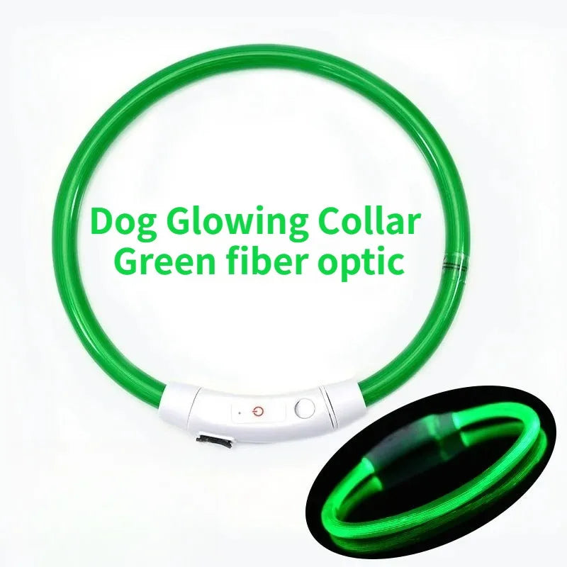 Rechargeable Fiber Optic Night Glow Dog Collar for Enhanced Visability